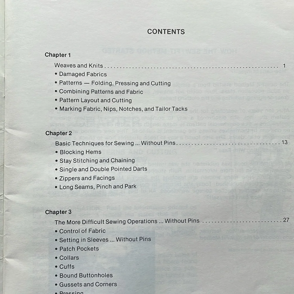 Sewing without Pins for Everyone by Ruth Oblander by Sew Fit Co. copyright 1977